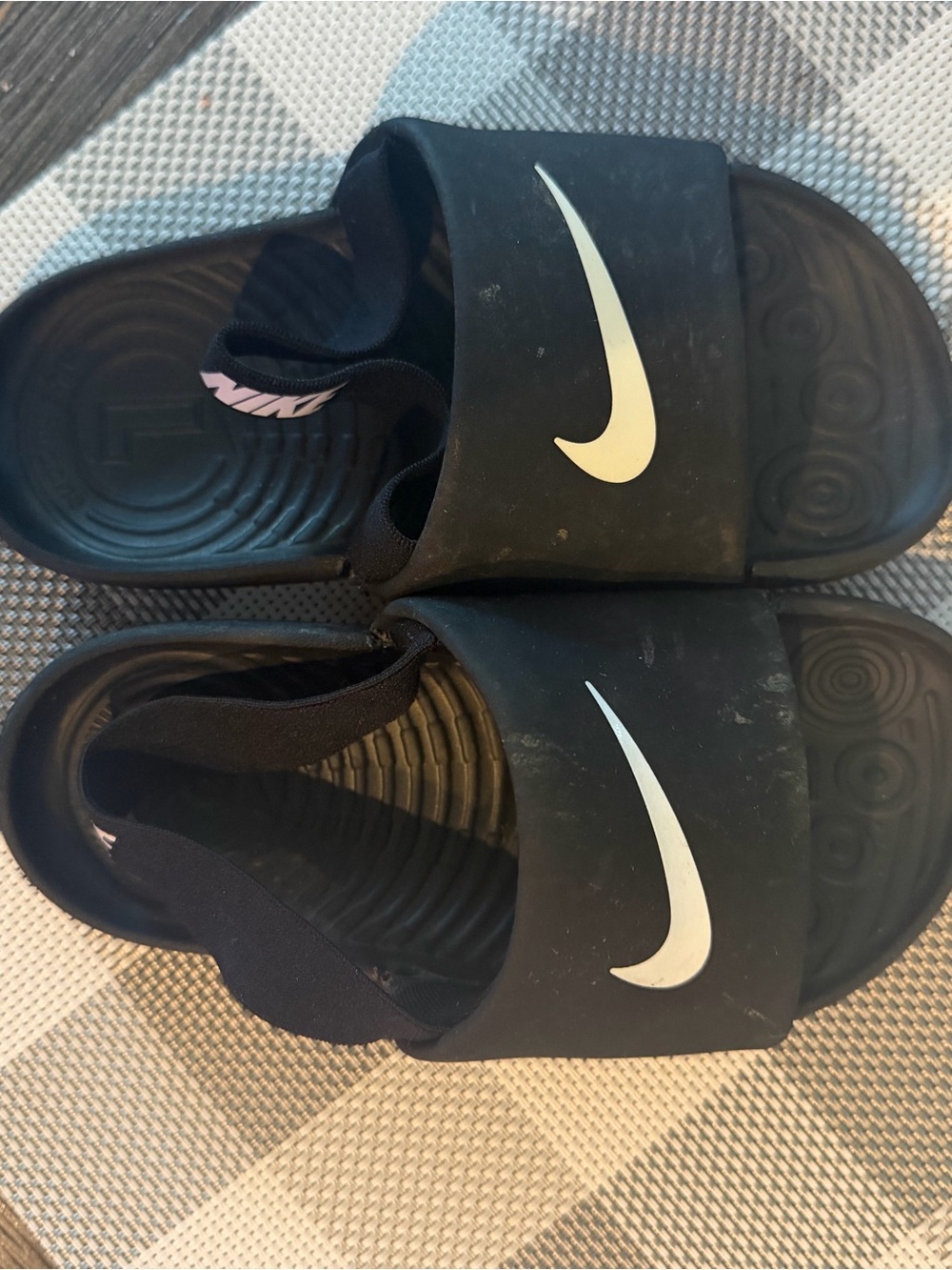 Nike Black Kids Slide Sandals with White Swoosh